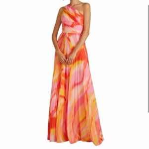 Amur One-Shoulder Pink and Orange Dress